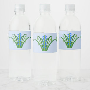 Étiquette Pour Bouteilles D'eau Fleurs de Jacinthe Bleue pour Garçon au Printemps
