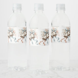 Étiquette Pour Bouteilles D'eau Fleurs de mariage cloches Rubans bleu rose Beau