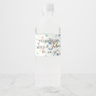Étiquette Pour Bouteilles D'eau Fleurs de mariage peintes à l'aquarelle Fleurs sau
