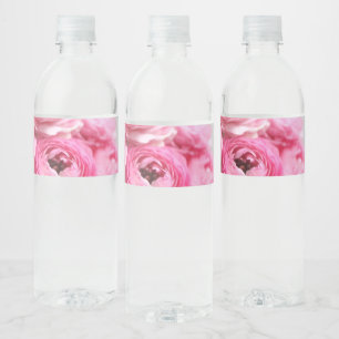 Étiquette Pour Bouteilles D'eau Fleurs de ranunculus roses