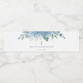 Étiquette Pour Bouteilles D'eau fleurs d'hydrangée bleue Baptême (Étiquettes simples)