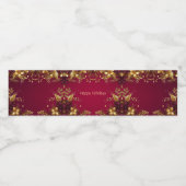 Étiquette Pour Bouteilles D'eau Fleurs d'or rouge Bourgogne (Étiquettes simples)