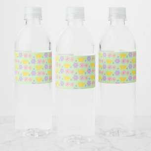 Étiquette Pour Bouteilles D'eau Fleurs et papillons de la Fête des mères