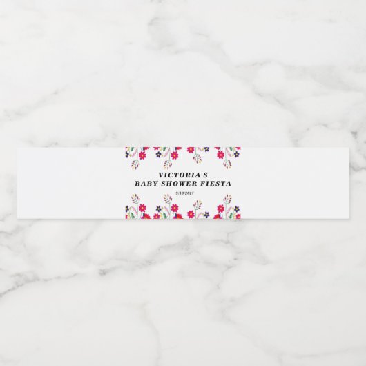 Étiquette Pour Bouteilles D'eau Fleurs mexicaines Baby shower Fiesta (Étiquettes simples)
