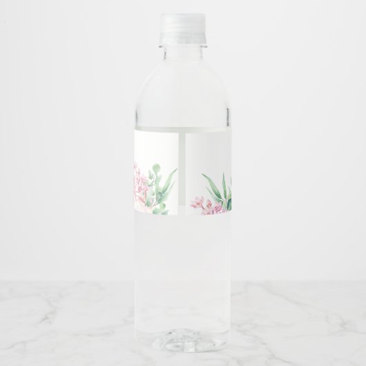 Étiquette Pour Bouteilles D'eau Fleurs Pastel Élégantes | FÊTE DES MARIÉES (Dos)