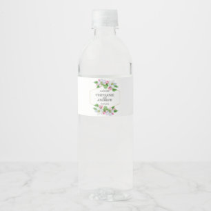 Étiquette Pour Bouteilles D'eau Fleurs roses aquarelle Mariage   Fleur de pommier