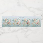 Étiquette Pour Bouteilles D'eau Fleurs roses Bleues Petites Oiseaux (Étiquettes simples)
