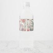 Étiquette Pour Bouteilles D'eau Fleurs tropicales et aquarelle feuille (Dos)