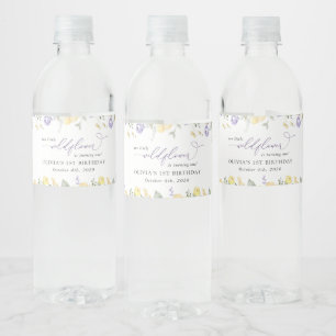 Étiquette Pour Bouteilles D'eau Fleurs violettes, Fleurs Jaunes, Premier Anniversa
