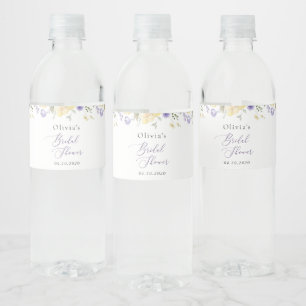 Étiquette Pour Bouteilles D'eau Fleurs violettes, Fleurs jaunes, Réception de mari