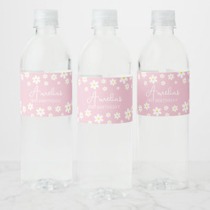 Étiquette Pour Bouteilles D'eau Floral Daisy Pink Party Étiquette bouteille d'eau