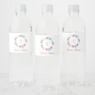 Étiquette Pour Bouteilles D'eau Floral Peony Wreath Baptême Christening Water Bott