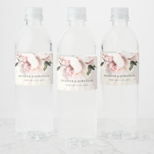 Étiquette Pour Bouteilles D'eau Floral rose mariage (Bouteilles)