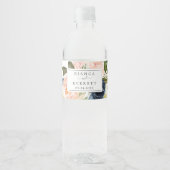 Étiquette Pour Bouteilles D'eau Flush et Navy Flowers | Mariage blanc (Devant)