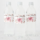 ÉTIQUETTE POUR BOUTEILLES D'EAU FOND FLEUR ROSE PÊCHE EAU BLANC (Bouteilles)