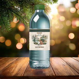 Étiquette Pour Bouteilles D'eau Forêt rustique boisée Oh Baby shower ours garçon