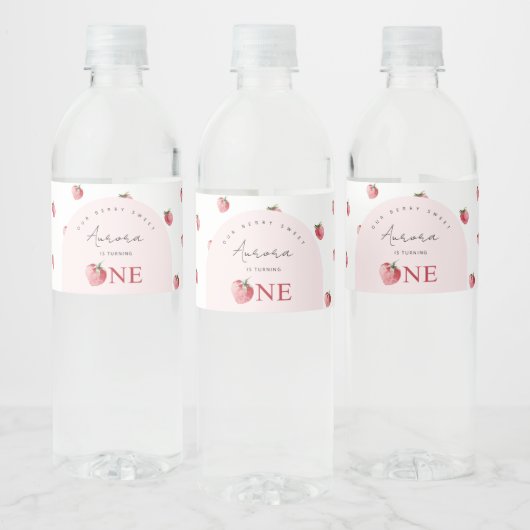 Étiquette Pour Bouteilles D'eau Fraise 1er anniversaire (Bouteilles)