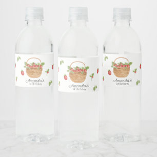 Étiquette Pour Bouteilles D'eau Fraise Berry Première Fille 1er fête d'anniversair