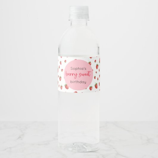 Étiquette Pour Bouteilles D'eau Fraise Birthday Berry Sweet (Devant)
