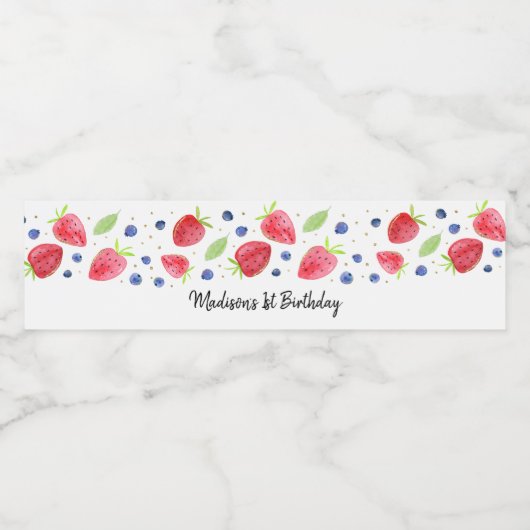 Étiquette Pour Bouteilles D'eau Fraise bleuet Berry Sweet Anniversaire (Étiquettes simples)