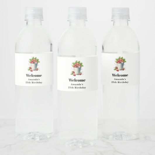 Étiquette Pour Bouteilles D'eau Fraises fraîches cuites dans un seau Anniversaire (Bouteilles)