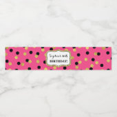 Étiquette Pour Bouteilles D'eau Fuchsia Black Gold Confetti Personnalisé Anniversa (Étiquettes simples)