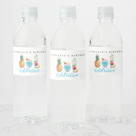 Étiquette Pour Bouteilles D'eau Fun Summer Celebration Cocktail Anniversaire (Bouteilles)
