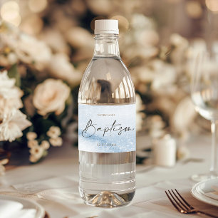 Étiquette Pour Bouteilles D'eau Garçon baptême aquarelle bleue