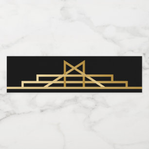 Étiquette Pour Bouteilles D'eau Gatsby Or et Noir Art Déco Fête de Mariage