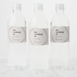 Étiquette Pour Bouteilles D'eau Géométrique moderne Mariage gris