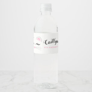 Étiquette Pour Bouteilles D'eau Glam Cat fête d'anniversaire
