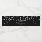 Étiquette Pour Bouteilles D'eau Glam, Confetti Argent Célébrer (Étiquettes simples)