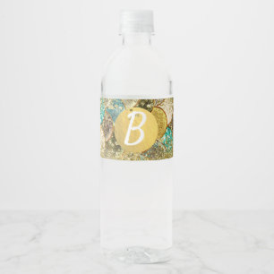 Étiquette Pour Bouteilles D'eau Glam Mermaid Gold Turquoise Scales Anniversaire