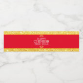 Étiquette Pour Bouteilles D'eau Glam Red Gold Parties scintillant Lotus Joyeux Nou (Étiquettes simples)