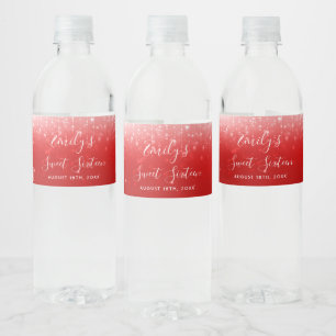Étiquette Pour Bouteilles D'eau Glam Red Sweet 16