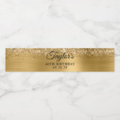 Étiquette Pour Bouteilles D'eau Glittery Gold Foil 40e anniversaire (Étiquettes simples)