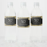 Étiquette Pour Bouteilles D'eau Gold 50th Birthday Party<br><div class="desc">Tout le texte est ajustable et facile à changer pour vos besoins de partie. Grand élégant étiquettes de bouteille d'eau de fête d'anniversaire. Faux coups de peinture or.</div>