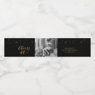 Étiquette Pour Bouteilles D'eau Gold & Black Cheers 60 ans, 60e fête d'anniversair