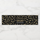 Étiquette Pour Bouteilles D'eau Gold Black Confetti Classe de 2020 Graduation (Étiquettes simples)