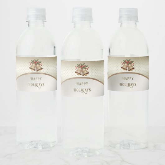Étiquette Pour Bouteilles D'eau Gold Christmas Bells Holiday (Bouteilles)