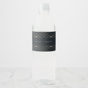 Étiquette Pour Bouteilles D'eau Gold Diamond Marine Géométrique Déco Mariage Gatsb