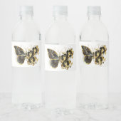 Étiquette Pour Bouteilles D'eau Gold flower Butterfly with Black Orchid (Bouteilles)