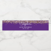 Étiquette Pour Bouteilles D'eau Gold Parties scintillant Royal Purple 40e annivers (Étiquettes simples)