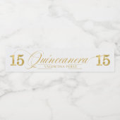 Étiquette Pour Bouteilles D'eau Golden Quince avec nom pour Quineanera (Étiquettes simples)