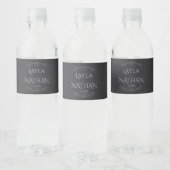 Étiquette Pour Bouteilles D'eau Gothique, noir et gris damassé (Bouteilles)