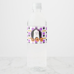 Étiquette Pour Bouteilles D'eau Goule de Halloween mignon violet orange