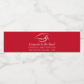 Étiquette Pour Bouteilles D'eau Graduation élégante 2025 Script Red Grad (Étiquettes simples)