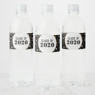 Étiquette Pour Bouteilles D'eau Graduation Gold and Black Custom Class of 2020