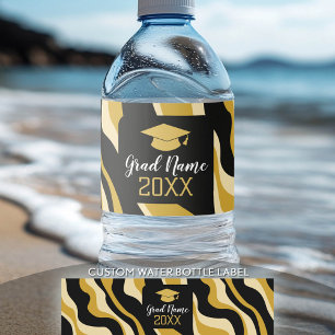 Étiquette Pour Bouteilles D'eau Graduation moderne avec Motif et nom funky