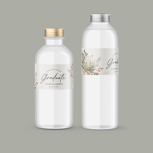 Étiquette Pour Bouteilles D'eau Gradué faveur pampas eucalyptus élégant script